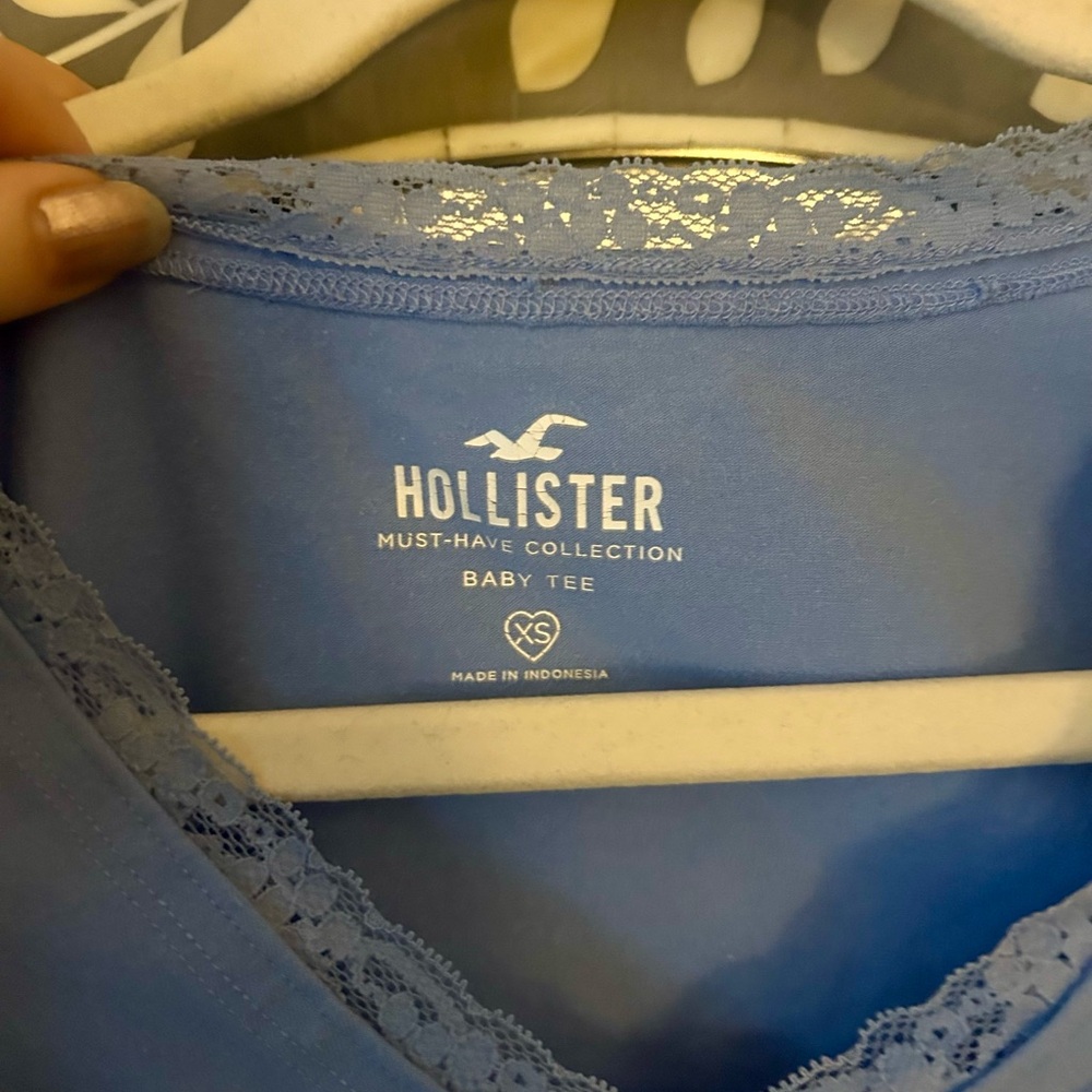 Hollister Blue Lace Trim Baby Tee